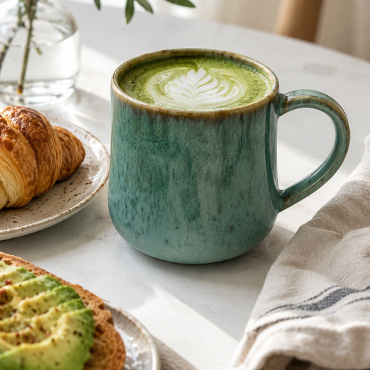 Lata de matcha ceremonial japonés Bambú Latte con polvo verde