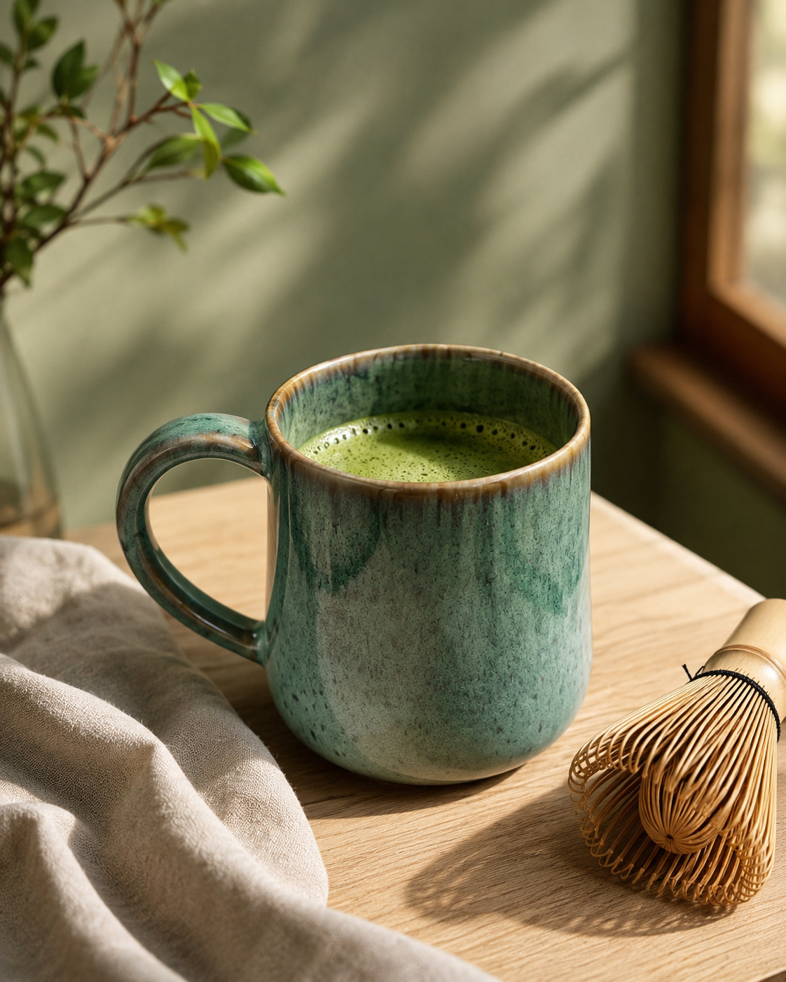 Lata de matcha premium Bambú Latte con batidor de bambú chasen