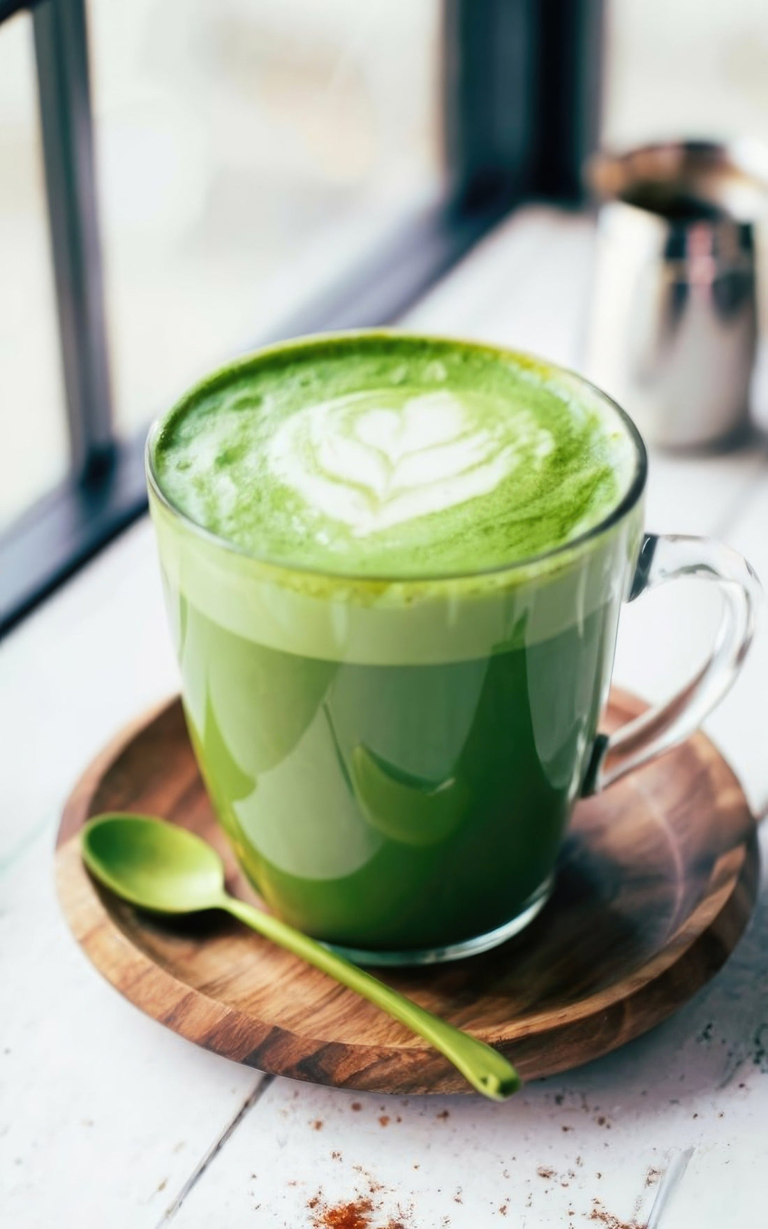 Matcha latte clásico en taza