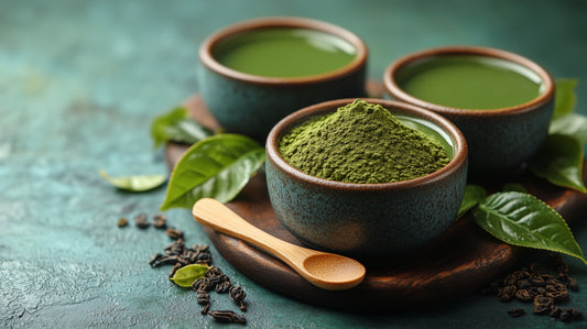 Matcha shot concentrado en vaso pequeño listo para tomar