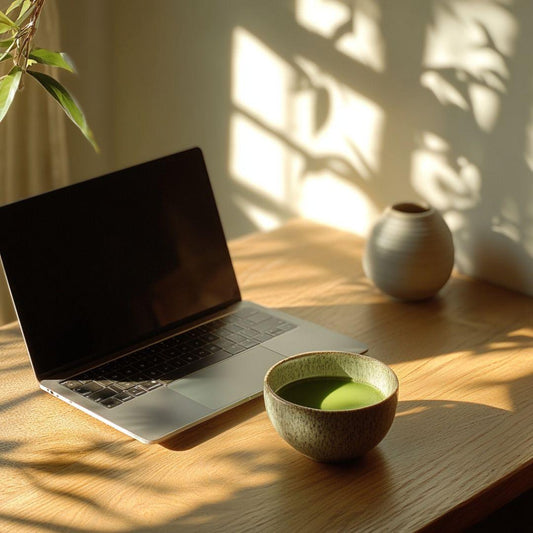Matcha preparado en una oficina como beneficio de bienestar para el equipo