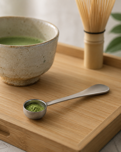 Matcha japonés Bambú Latte con cuenco chawan y espuma cremosa