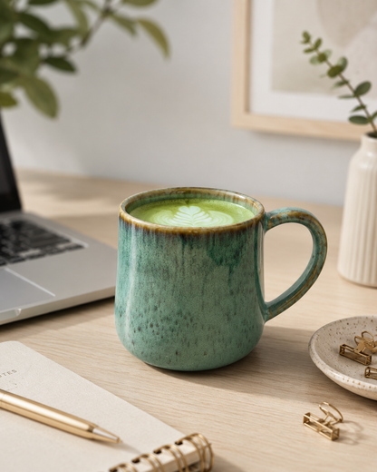 Preparación de matcha Bambú Latte con batidor de bambú