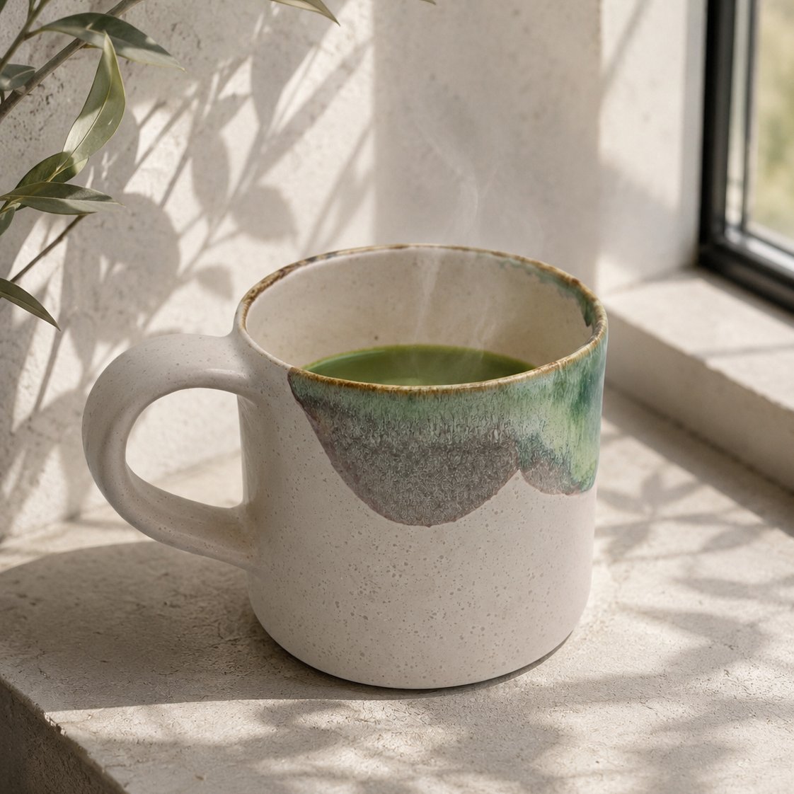 Matcha premium Bambú Latte servido con batidor de bambú tradicional