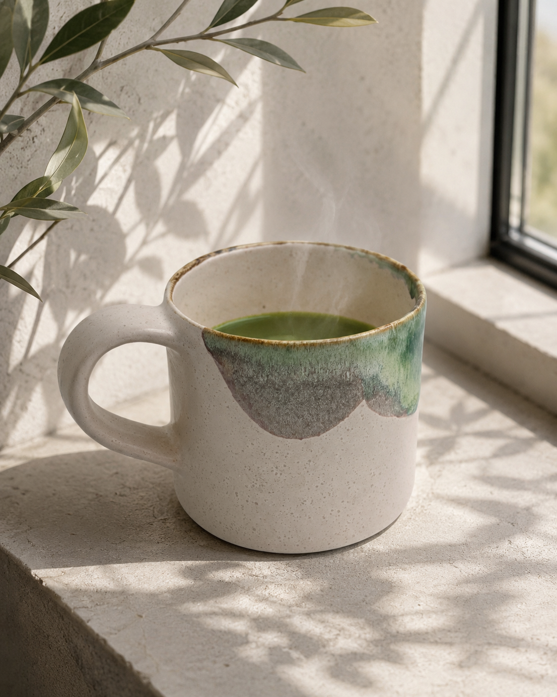 Matcha premium Bambú Latte servido con batidor de bambú tradicional