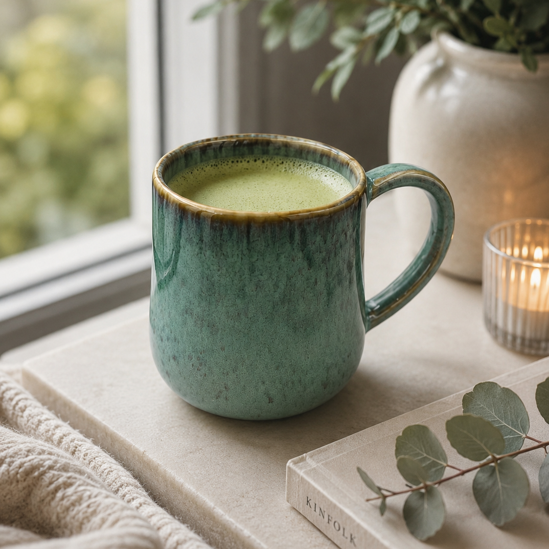 Lata de matcha ceremonial Bambú Latte con chawan de cerámica japonesa