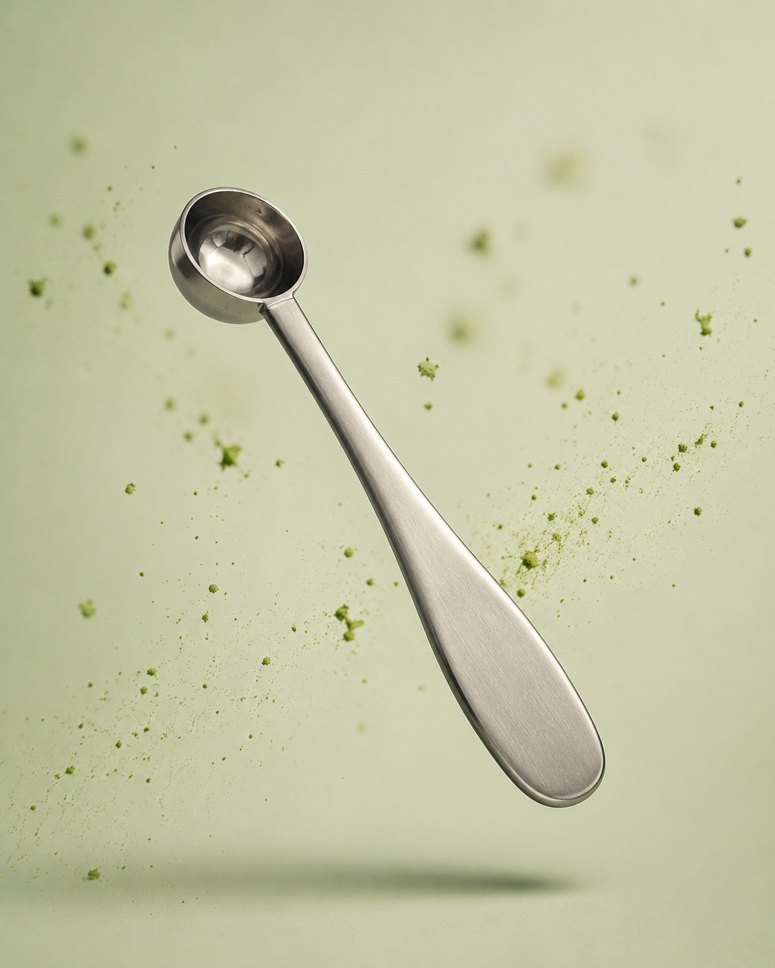 Lata de matcha Bambú Latte con cuenco de matcha verde intenso