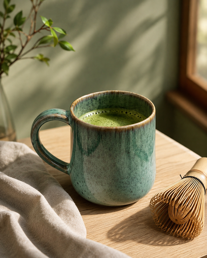Lata de matcha premium Bambú Latte con batidor de bambú chasen